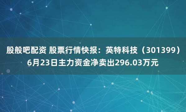 股般吧配资 股票行情快报：英特科技（301399）6月23日主力资金净卖出296.03万元