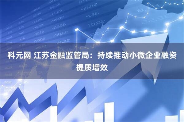 科元网 江苏金融监管局：持续推动小微企业融资提质增效